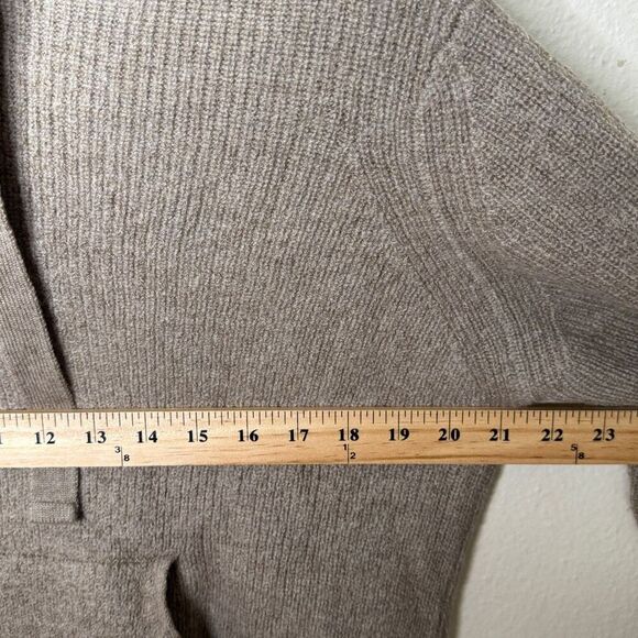 Saks Fifth Avenue Modern Sweater Women's XL Tan Hooded Pocket Wool - Picture 8 of 9